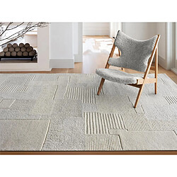 Vente-Unique Tapis en relief 100% laine fait à la main - 160 x 230 cm - 1800g/m2 - Ivoire - AURORA