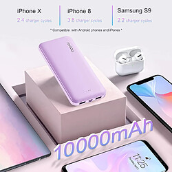 SANAG Lot De 2 Chargeurs Portables 10 000 Mah, Double Usb 2,4 A Avec Entrée/Sortie De Type C, Compatible Avec Iphone, Samsung, Huawei, Ipad, Et Plus Encore (Vert Lac Et Violet Lilas)