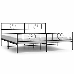 Maison Chic Lit adulte - Lit simple Cadre de lit métal avec tête de lit/pied de lit,Structure du lit Contemporain pour chambre noir 200x200 cm -MN67056