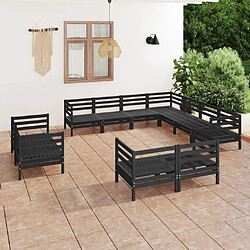 Maison Chic Salon de jardin 11 pcs - Table et chaises d'extérieur - Mobilier/Meubles de jardin Moderne Bois de pin massif Noir -MN49518