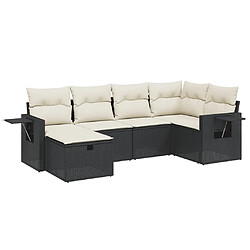 Maison Chic Ensemble Tables et chaises d'extérieur 6pcs avec coussins,Salon de jardin noir résine tressée -GKD245914