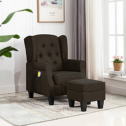 vidaXL Fauteuil de massage avec repose-pied Marron foncé Tissu