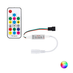 Ledkia Contrôleur Variateur Mini Ruban LED RGBIC Numérique SPI 5-24V DC avec Télécommande RF RGB