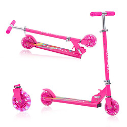 Scooter Pliable et réglable en Hauteur K IKIDO, Kick Scooter pour Enfants et Adolescents,Trottinette Pliable avec 2 Roues Lumineuses, Guidon Ajustable de 3 Niveaux,plateau extra grip en aluminium(Violet)