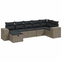 vidaXL Salon de jardin avec coussins 7 pcs gris clair résine tressée