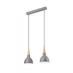 Lumière Suspension Francesca Bois,acier Argent 2 ampoules 89cm