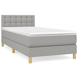 vidaXL Sommier à lattes de lit avec matelas Gris clair 90x200 cm Tissu