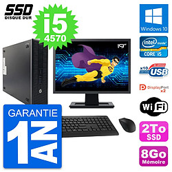 PC HP ProDesk 600 G1 SFF Ecran 19" Intel i5-4570 RAM 8Go SSD 2To Windows 10 Wifi - Occasion