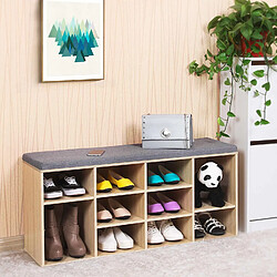 Vasagle Banc armoire étagère meuble à chaussures banquette de rangement avec coussin pour l'entrée en bois lhs10nl