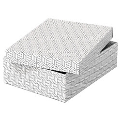 Esselte Pack de 3 Boîtes de Rangement Moyennes avec Couvercle 265x100x360mm - Carton 100% Recyclé et Recyclable - Design Blanc avec Dessin