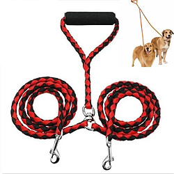 Wewoo Laisse pour chien Double Dog Leashes Anti-winding Pet Traction RopeSize 1.4m Red Black