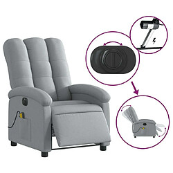 Maison Chic Fauteuil Relax pour salon, Fauteuil de massage inclinable électrique gris clair tissu -GKD88161 pas cher