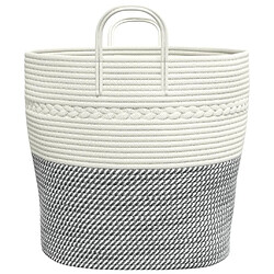 Acheter vidaXL Panier de rangement gris et blanc Ø43x38 cm coton