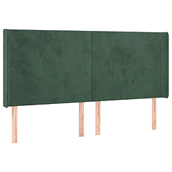 vidaXL Tête de lit avec oreilles Vert foncé 163x16x118/128 cm Velours