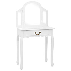 Helloshop26 Coiffeuse et tabouret de luxe 65 x 36 x 128 cm bois de MDF blanc 02_0006268