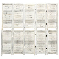 vidaXL Cloison de séparation 5 panneaux Blanc antique 178,5x166cm Bois