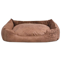 Helloshop26 Lit pour chiens avec coussin cuir artificiel PU 65 cm beige 02_0001556