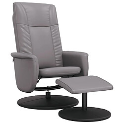 vidaXL Fauteuil inclinable avec repose-pied gris similicuir