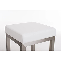 Decoshop26 Tabouret de bar x1 avec repose-pieds design simple hauteur d'assise 80 cm en PVC blanc et support en acier inoxydable 10_0005416