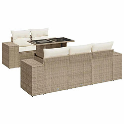 vidaXL Salon de jardin avec coussins 6 pcs beige résine tressée