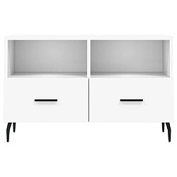 Maison Chic Meuble TV scandinave - Banc TV pour salon Blanc 80x36x50 cm Bois d'ingénierie -MN59790 pas cher