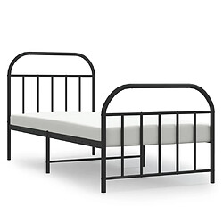 vidaXL Cadre de lit métal sans matelas avec pied de lit noir 90x190 cm