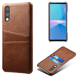 Coque en TPU + PU anti-rayures, avec deux porte-cartes marron pour votre Sony Xperia Ace 2