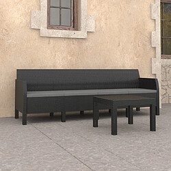 vidaXL Salon de jardin 2 pcs avec coussins PP Rotin Anthracite