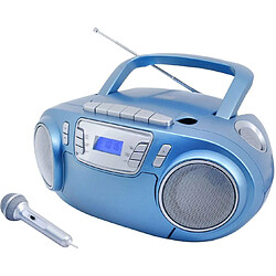 Soundmaster mini chaine radio portable FM CD USB CASSETTE AUX bleu 