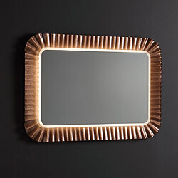 Kiamami Valentina MIROIR À LED AVEC CADRE EN VERRE ONDULÉ BRONZE 94X68