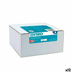 Ruban Laminé pour Etiqueteuses Dymo Noir Blanc 10 Pièces Autocollants (12 Unités)