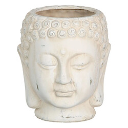 BigBuy Garden Cache-pot Crème Terre cuite Buda Oriental 17,1 x 16,6 x 20 cm