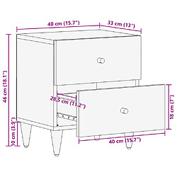 vidaXL Tables de chevet 2 pcs 40x33x46 cm Bois de manguier solide pas cher