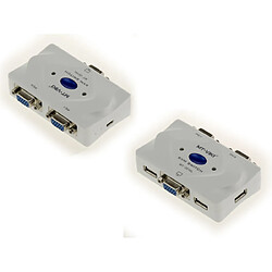 Kalea-Informatique Boitier de partage KVM Switch Souris Clavier Ecran pour 2 PC - VGA / USB - Automatique et avec Télécommande - Cordons KVM fournis