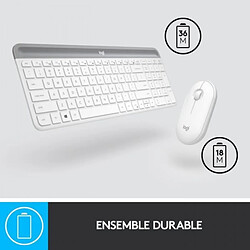 LOGITECH - Ensemble Clavier + Souris sans fil MK470 - AZERTY - Blanc pas cher