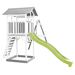 Acheter AXI Beach Tower Aire de Jeux avec Toboggan en VERT Clair, 2 Balançoires & Bac à Sable | Grande Maison Enfant extérieur en Gris & BLANC | Cabane de Jeu en Bois FSC