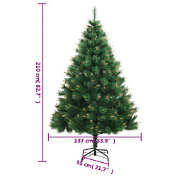 vidaXL Sapin de Noël artificiel à charnières avec support 210 cm pas cher