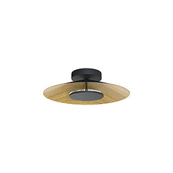 Inspired Plafonnier 25cm Rond, LED 8W, 3000K, 560lm, Bois/Noir, 3 ans de Garantie