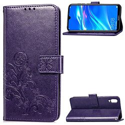 Wewoo Housse Coque Étui en cuir à motif de fleurs repiquées Lucky Clover pour HuEnjoy 9, avec support et logements pour cartes, portefeuille dragonne (violet)