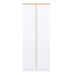 Dansmamaison Armoire 2 portes battantes Blanc/Bois - QIZ