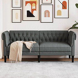 vidaXL Canapé Chesterfield 2 places gris foncé tissu 