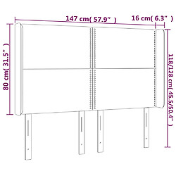 Acheter vidaXL Tête de lit avec oreilles Gris clair 147x16x118/128 cm Tissu