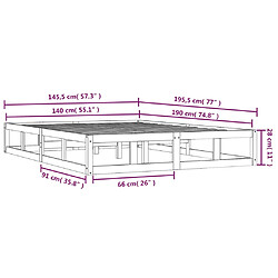 vidaXL Cadre de lit sans matelas 140x190 cm bois massif pas cher