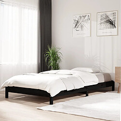 vidaXL Lit empilable sans matelas noir 90x200 cm bois de pin massif