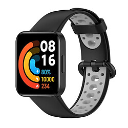 Bracelet en silicone bicolore, sangle respirante, noir/gris pour votre Xiaomi Redmi Watch 2