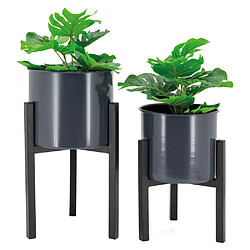 Aubry Gaspard Cache-pots en métal noir Graph (Lot de 2).