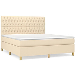 Maison Chic Lit adulte- Lit + matelas,Sommier à lattes de lit avec matelas Crème 180x200 cm Tissu -GKD17901