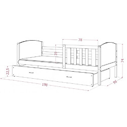 Avis Kids Literie Lit Enfant Tomy 90x190 Gris - rose Livré avec sommiers, tiroir et matelas en mousse de 7cm