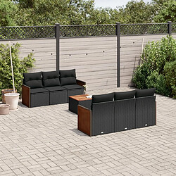 Maison Chic Salon de jardin 7 pcs avec coussins | Ensemble de Table et chaises | Mobilier d'Extérieur noir résine tressée -GKD16321