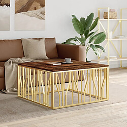 Maison Chic Tabls basse,Table Console pour salon doré acier inoxydable et bois massif récupération -MN46002